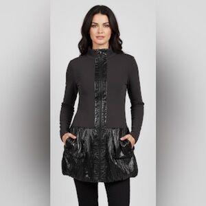 DZHAVAEL COUTURE Black Zip Bubble Hem Garbage Bag Like Fabric Slim Fit Jacket S